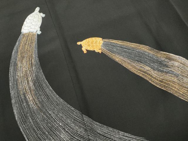 平和屋着物■豪華黒留袖　駒刺繍　蓑亀　金銀彩　正絹　逸品　DABH8939qa