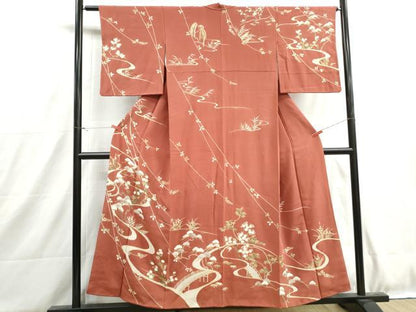 平和屋着物■訪問着　駒刺繍　流水枝松文　金彩　正絹　逸品　DABH8941qa