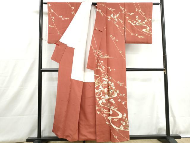 平和屋着物■訪問着　駒刺繍　流水枝松文　金彩　正絹　逸品　DABH8941qa
