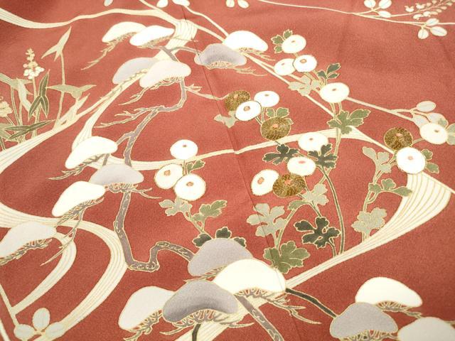 平和屋着物■訪問着　駒刺繍　流水枝松文　金彩　正絹　逸品　DABH8941qa