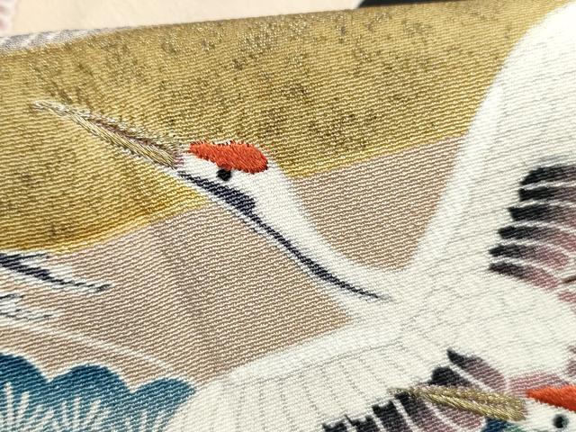 平和屋着物■豪華黒留袖　刺繍　群鶴浜松文　金彩　正絹　逸品　DABH8942qa