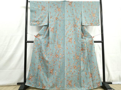 平和屋着物■上質な小紋　破れ色紙枝梅文　金彩　正絹　逸品　DABH8946qa