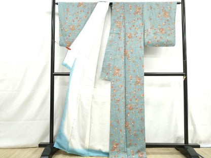 平和屋着物■上質な小紋　破れ色紙枝梅文　金彩　正絹　逸品　DABH8946qa