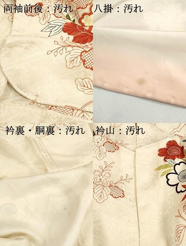 平和屋着物■豪華振袖　駒刺繍　枝花文　金彩　正絹　逸品　DABH8948qa
