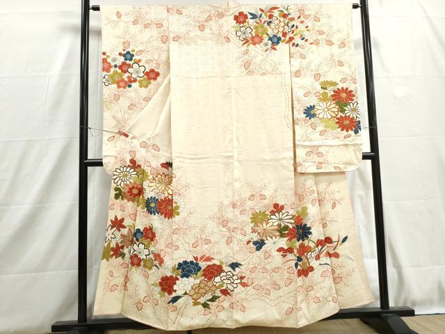 平和屋着物■豪華振袖　駒刺繍　枝花文　金彩　正絹　逸品　DABH8948qa