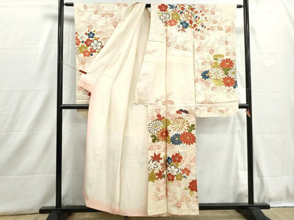 平和屋着物■豪華振袖　駒刺繍　枝花文　金彩　正絹　逸品　DABH8948qa