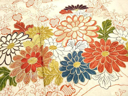 平和屋着物■豪華振袖　駒刺繍　枝花文　金彩　正絹　逸品　DABH8948qa