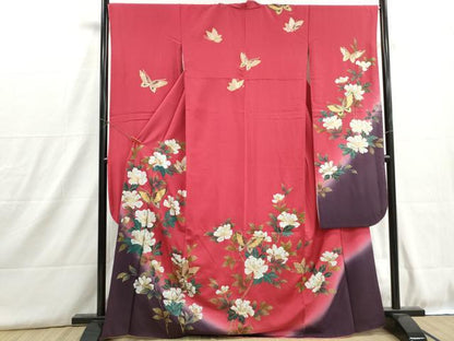平和屋着物■豪華振袖　花蝶文　暈し染め　金銀彩　正絹　逸品　DABH8949qa