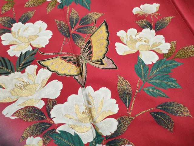 平和屋着物■豪華振袖　花蝶文　暈し染め　金銀彩　正絹　逸品　DABH8949qa