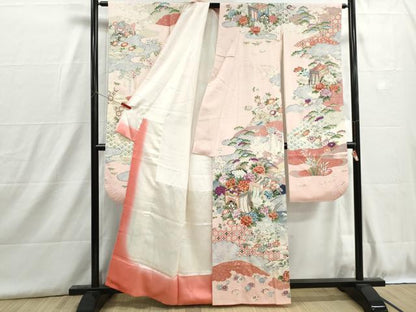 平和屋着物■豪華振袖　駒刺繍　御所車花松文　松竹梅　暈し染め　金彩　正絹　逸品　DABH8950qa