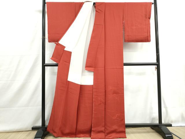 平和屋着物■無地絵羽訪問着　絵巻七宝花地紋　樺色　正絹　逸品　DABH8951qa