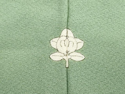 平和屋着物■上質な色無地　霞地紋　柳色　正絹　逸品　DABH8954qa