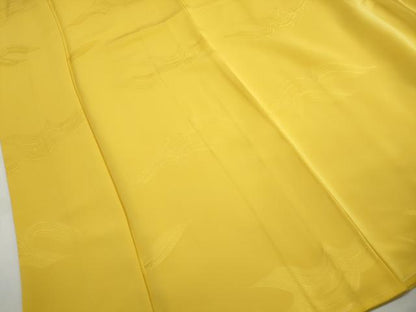 平和屋着物■上質な色無地　立波地紋　黄支子色　正絹　逸品　DABH8957qa