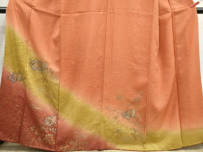平和屋着物■中国三大刺繍　スワトウ刺繍　汕頭刺繍　訪問着　地紙花文　暈し染め　金彩　正絹　逸品　DABH8960qa
