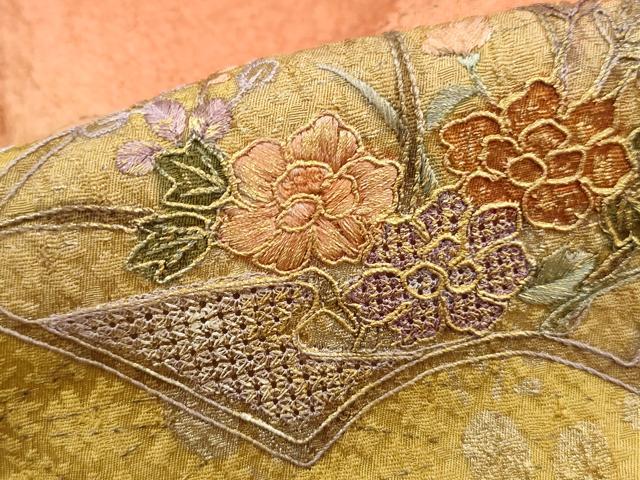 平和屋着物■中国三大刺繍　スワトウ刺繍　汕頭刺繍　訪問着　地紙花文　暈し染め　金彩　正絹　逸品　DABH8960qa