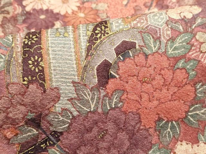平和屋着物■上質な小紋　御所車花文　牡丹　暈し染め　金彩　正絹　逸品　DABH8962qa
