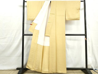 平和屋着物■上質な色無地　蜀江花地紋　淡黄色　正絹　逸品　DABH8966qa