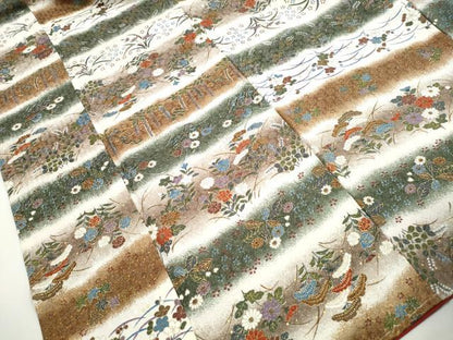 平和屋着物■上質な小紋　横段花松文　暈し染め　金彩　正絹　逸品　DABH8967qa