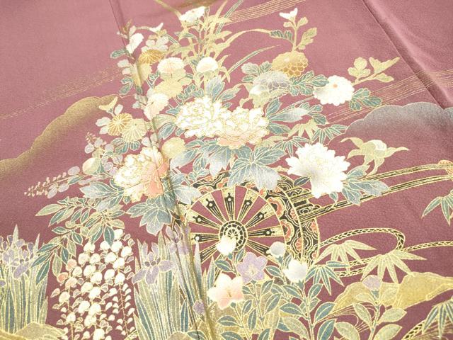 平和屋着物■豪華色留袖　重ね雲花車文　暈し染め　金彩　正絹　逸品　DABH8968qa
