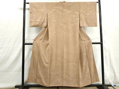平和屋着物■上質な色無地　流水花松地紋　空五倍子色　正絹　逸品　DABH8969qa