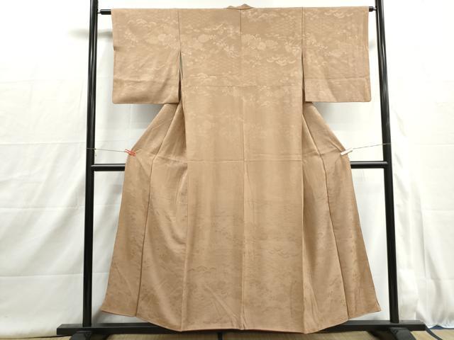 平和屋着物■上質な色無地　流水花松地紋　空五倍子色　正絹　逸品　DABH8969qa