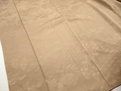 平和屋着物■上質な色無地　流水花松地紋　空五倍子色　正絹　逸品　DABH8969qa