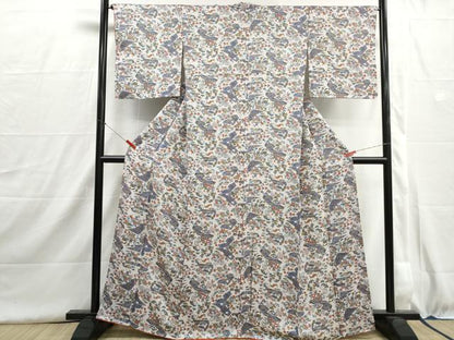 平和屋着物■上質な小紋　型染め　松竹梅　正絹　逸品　DABH8973qa