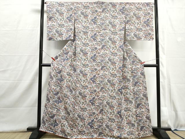 平和屋着物■上質な小紋　型染め　松竹梅　正絹　逸品　DABH8973qa