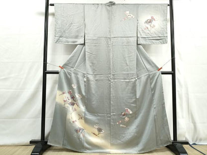 平和屋着物■訪問着　扇面花文　暈し染め　金彩　正絹　逸品　DABH8974qa