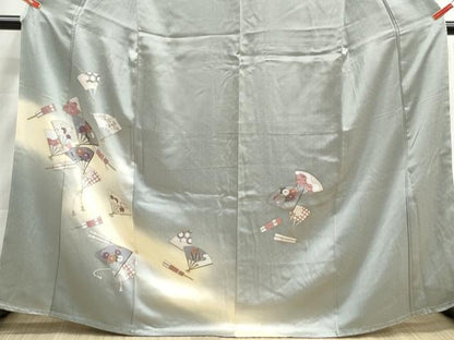 平和屋着物■訪問着　扇面花文　暈し染め　金彩　正絹　逸品　DABH8974qa