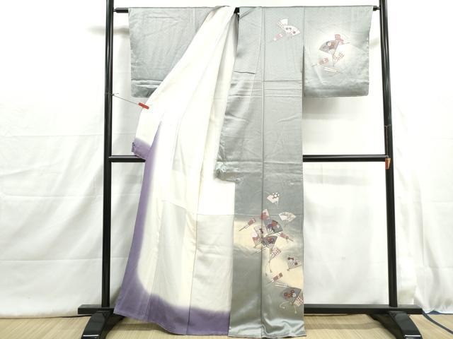 平和屋着物■訪問着　扇面花文　暈し染め　金彩　正絹　逸品　DABH8974qa