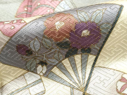 平和屋着物■訪問着　扇面花文　暈し染め　金彩　正絹　逸品　DABH8974qa