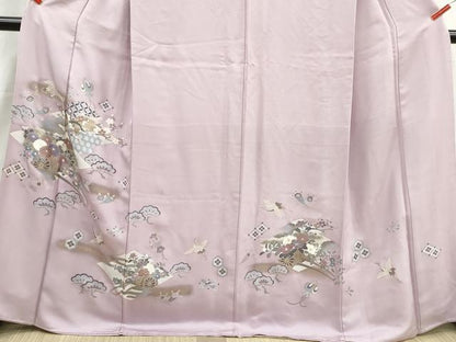 平和屋着物■豪華色留袖　飛鶴花車文　金銀彩　正絹　逸品　DABH8976qa