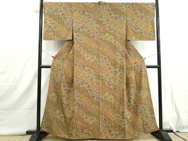 平和屋着物■上質な小紋　型染め　道長花文　正絹　逸品　DABH8978qa