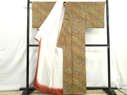 平和屋着物■上質な小紋　型染め　道長花文　正絹　逸品　DABH8978qa