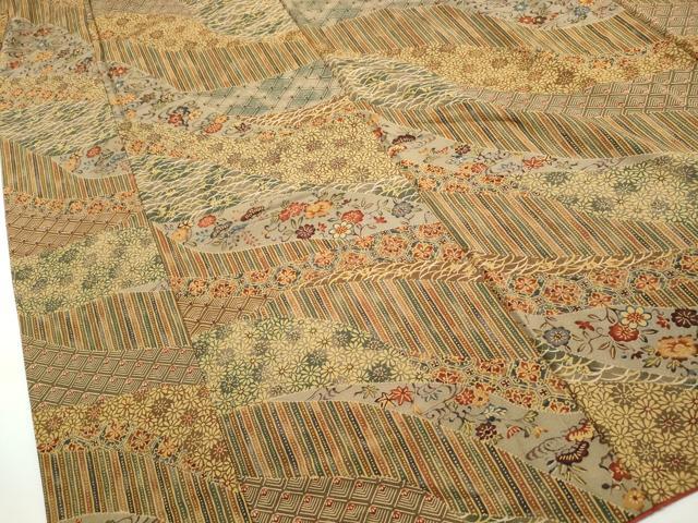 平和屋着物■上質な小紋　型染め　道長花文　正絹　逸品　DABH8978qa
