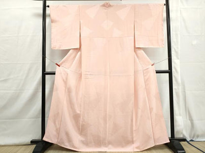 平和屋着物■上質な色無地　菱菊地紋　水柿色　正絹　逸品　DABH8980qa
