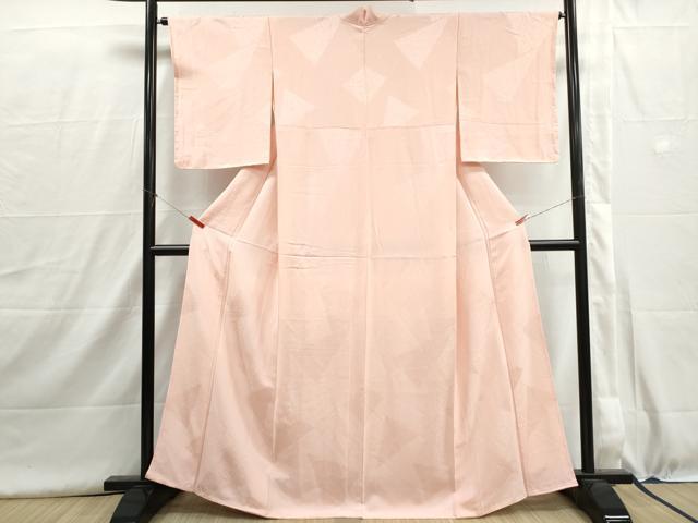 平和屋着物■上質な色無地　菱菊地紋　水柿色　正絹　逸品　DABH8980qa