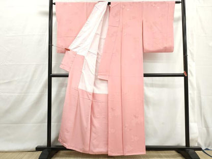 平和屋着物■上質な色無地　抽象花地紋　薄紅色　正絹　逸品　DABH8982qa
