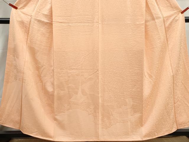 平和屋着物■無地絵羽訪問着　風景地紋　祇園祭　洒落柿色　正絹　逸品　DABH8983qa