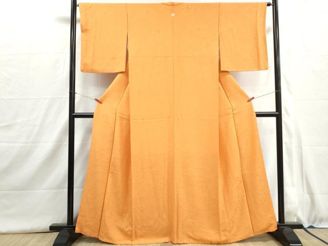 平和屋着物■上質な色無地　抽象地紋　金茶色　正絹　逸品　DABH8985qa