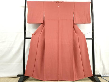 平和屋着物■上質な色無地　銀朱色　正絹　逸品　DABH8988qa