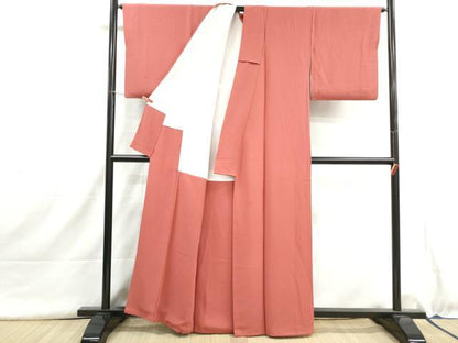 平和屋着物■上質な色無地　銀朱色　正絹　逸品　DABH8988qa