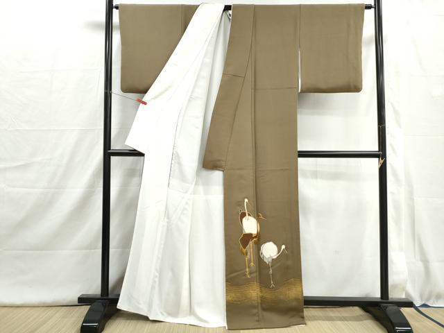 平和屋着物■豪華色留袖　白鷺　金彩　正絹　逸品　DABH8989qa