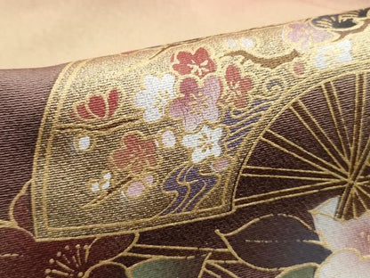 平和屋着物■訪問着　扇面御所車花文　暈し染め　金彩　正絹　逸品　DABH8990qa