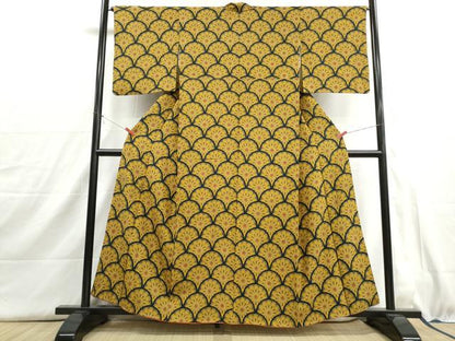 平和屋着物■上質な小紋　花青海波文　正絹　逸品　DABH8992qa