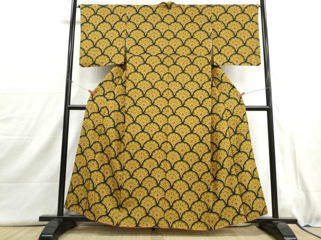 平和屋着物■上質な小紋　花青海波文　正絹　逸品　DABH8992qa