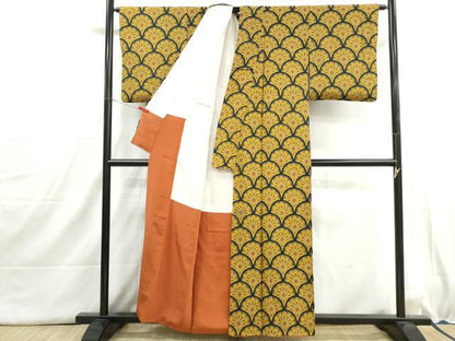平和屋着物■上質な小紋　花青海波文　正絹　逸品　DABH8992qa