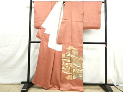 平和屋着物■豪華色留袖　駒刺繍　屏風鴛鴦花文　鶴　金彩　正絹　逸品　DABH8994qa