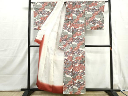 平和屋着物■上質な小紋　雲取り花鳥文　金彩　正絹　逸品　DABH8995qa